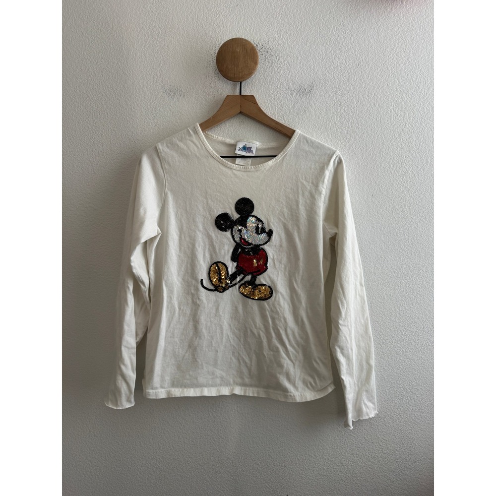 Vintage Disney Disneyland Resort Mickey Mouse Sequin Long Sleeve Tee Size Large